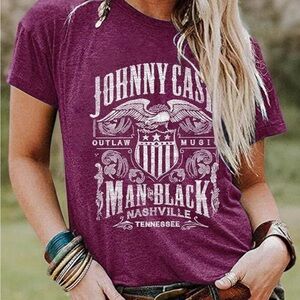 Graphic Tee -  Burgundy 'Man in Black' Tee-Shirt